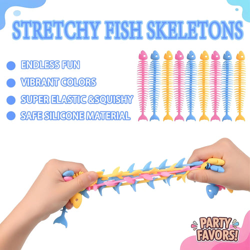 5/10/20/40pcs Squishy Fidget Toys,Fish Bone Sensory Toys, Muticolor Stretchy Strings Toy for Stress Relief, Tangle Fidget Toy,